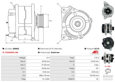 GENERATOR / ALTERNATOR AS-PL A0896S 4