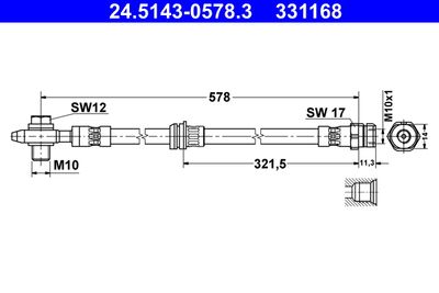 Тормозной шланг ATE 24.5143-0578.3 для AUDI Q3