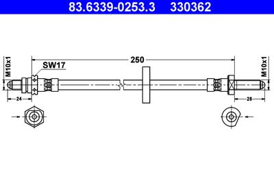 Тормозной шланг ATE 83.6339-0253.3 для FORD ORION
