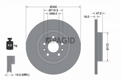 Tarcza hamulcowa PAGID 56518NC