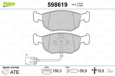 Sada brzdových destiček, kotoučová brzda VALEO 598619