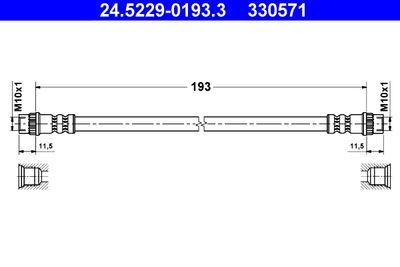 Тормозной шланг ATE 24.5229-0193.3 для RENAULT CLIO