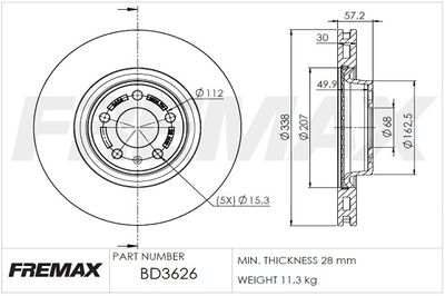 Jarrulevy FREMAX BD-3626 – AUDI