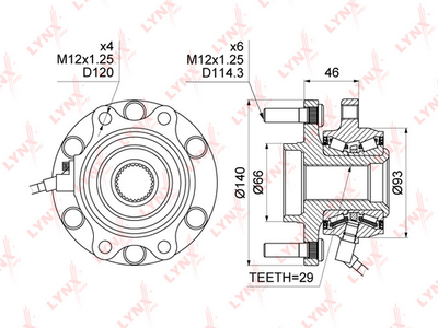 LYNXauto WH-1104 Подшипник ступицы  для NISSAN PATHFINDER III (R51) 3.0 dCi