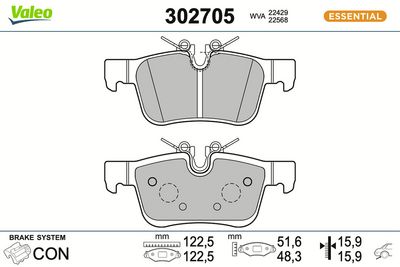 BREMSBELAGSATZ SCHEIBENBREMSE VALEO 302705