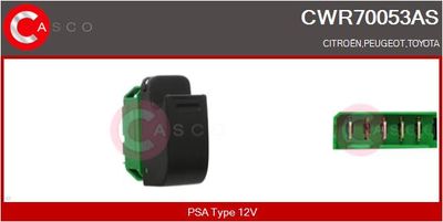 Выключатель, стеклолодъемник CASCO CWR70053AS для CITROËN C1