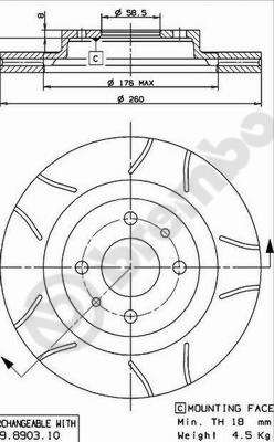 Тормозной диск BREMBO 09.8903.75 для LADA GRANTA