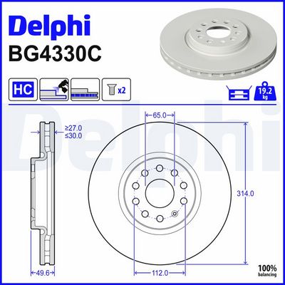 спирачен диск DELPHI BG4330C