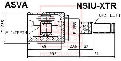 Шарнирный комплект, приводной вал ASVA NSIU-XTR для NISSAN ROGUE