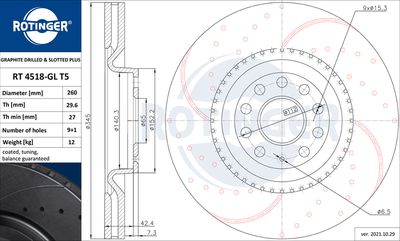 спирачен диск ROTINGER RT 4518-GL T5
