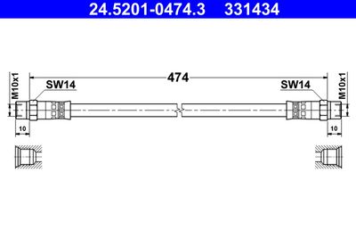Тормозной шланг ATE 24.5201-0474.3 для MERCEDES-BENZ T2/LN1