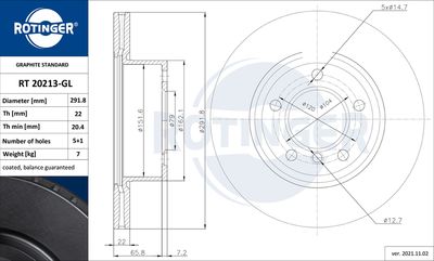 спирачен диск ROTINGER RT 20213-GL