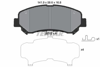 Комплект тормозных колодок, дисковый тормоз TEXTAR 2520201 для SUZUKI KIZASHI