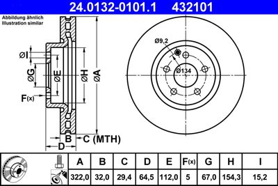 Тормозной диск ATE 24.0132-0101.1 для MERCEDES-BENZ SLC