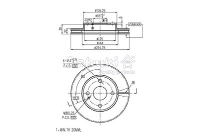 Тормозной диск ASHUKI by Palidium M605-15 для MAZDA 1300