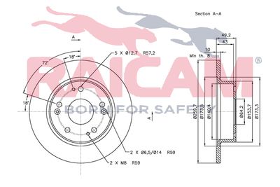 RAICAM RD00308 Тормозные диски  для HONDA ACCORD (Хонда Аккорд)