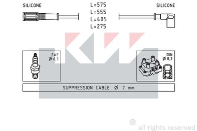 Комплект проводов зажигания KW 359 616 для LANCIA Y