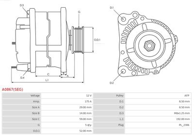 Alternator AS-PL A0867(SEG)