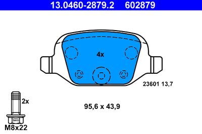 Комплект тормозных колодок, дисковый тормоз ATE 13.0460-2879.2 для LANCIA YPSILON