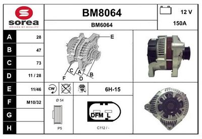 GENERATOR / ALTERNATOR SNRA BM8064