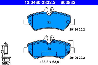 Комплект тормозных колодок, дисковый тормоз ATE 13.0460-3832.2 для VW CRAFTER