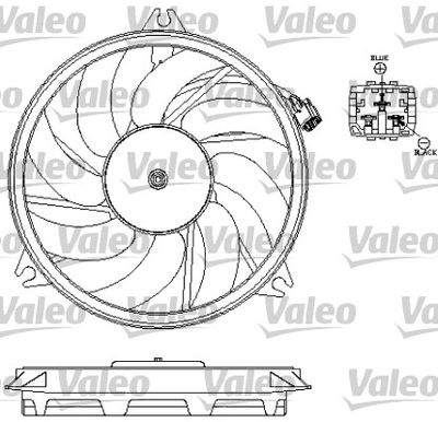 Вентилятор, охлаждение двигателя VALEO 696069 для PEUGEOT 206