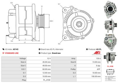 GENERATOR / ALTERNATOR AS-PL A5143 4