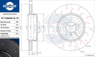 спирачен диск ROTINGER RT 71004HP-GL T9