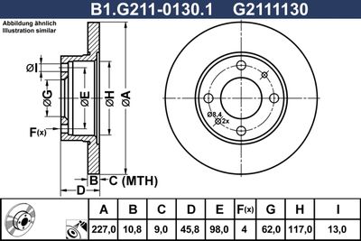 GALFER B1.G211-0130.1 Тормозные диски  для FIAT UNO (Фиат Уно)