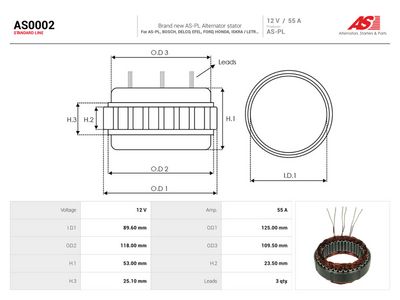 Stator, generator AS-PL AS0002