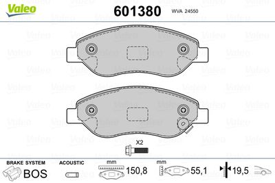 Комплект тормозных колодок, дисковый тормоз VALEO 601380 для OPEL CORSA