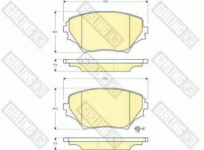 Комплект тормозных колодок, дисковый тормоз GIRLING 6132519 для TOYOTA PICNIC