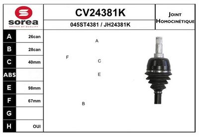 GELENKSATZ ANTRIEBSWELLE EAI CV24381K