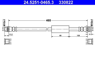 Тормозной шланг ATE 24.5251-0465.3 для OPEL MOVANO