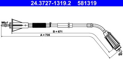 Тросик, cтояночный тормоз ATE 24.3727-1319.2 для VOLVO S80