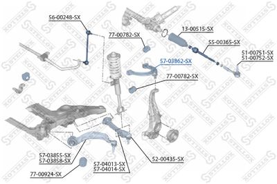 носач, окачване на колелата STELLOX 57-03862-SX