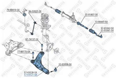 носач, окачване на колелата STELLOX 57-03521-SX
