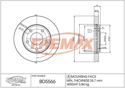 Тормозной диск FREMAX BD-5566 для CHEVROLET LUMINA