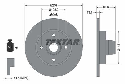Тормозной диск TEXTAR 92012500 для PORSCHE 924