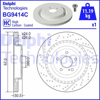 Тормозной диск DELPHI BG9414C для MERCEDES-BENZ AMG
