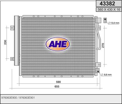 Конденсатор, кондиционер AHE 43382 для KIA SORENTO