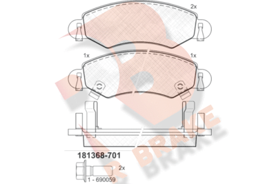Комплект тормозных колодок, дисковый тормоз R BRAKE RB1368-701 для OPEL AGILA