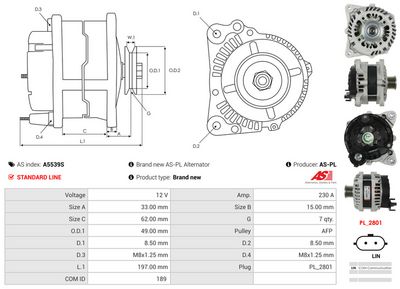 GENERATOR / ALTERNATOR AS-PL A5539S 5