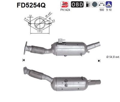 Filtr sadzy / filtr cząstek stałych, układ wydechowy AS FD5254Q