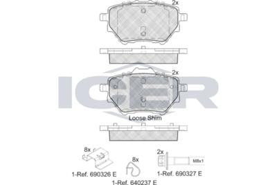 Комплект тормозных колодок, дисковый тормоз ICER 182162 для BYD QIN