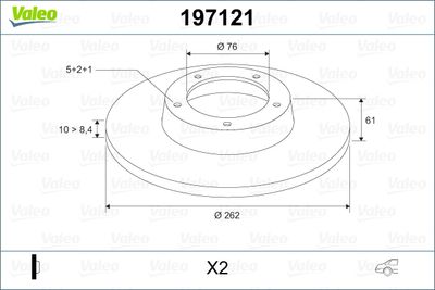 Тормозной диск VALEO 197121 для KIA SPORTAGE