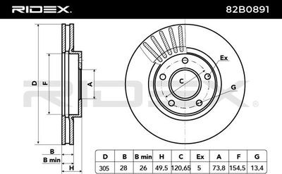 спирачен диск RIDEX 82B0891