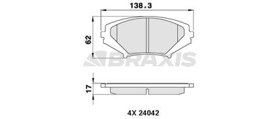 Комплект тормозных колодок, дисковый тормоз BRAXIS AA0303 для MAZDA RX-8