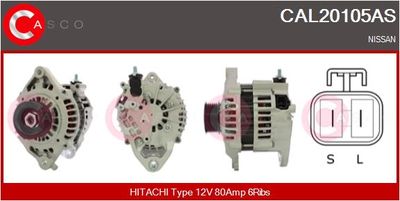 CASCO CAL20105AS Генератор  для NISSAN ALMERA II Hatchback (N16) 1.5