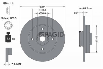 Tarcza hamulcowa PAGID 56054NC